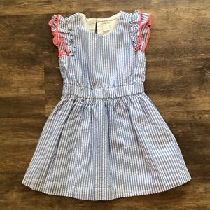 Crew Cuts Blue and White Striped Seersucker Dress